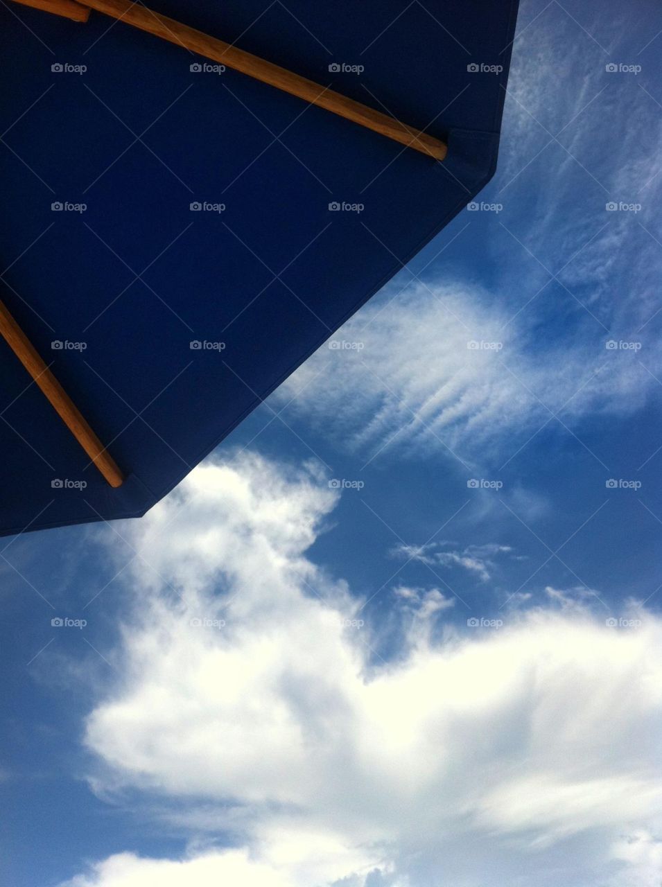 All in blue. Took this picture while I was under my beach umbrella. 