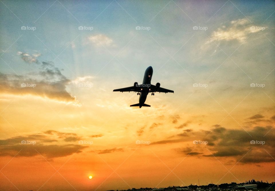 the plane take-off from Adisucipto Airport (Indonesia-Yogyakarta)