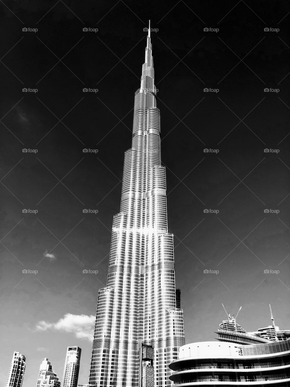 Tallest tower standing tall in the night 