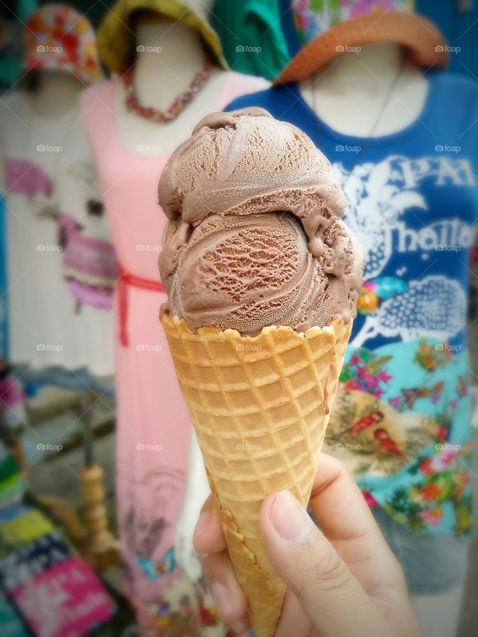 Travel in Pai Thailand.. Travel in Pai walking street at Maehongson Thailand with Chocolate Ice Cream.