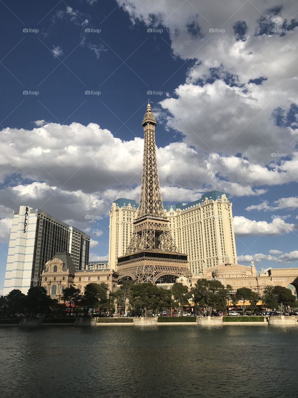 The Eiffel Tower in Las Vegas Nevada on a blue sky afternoon 