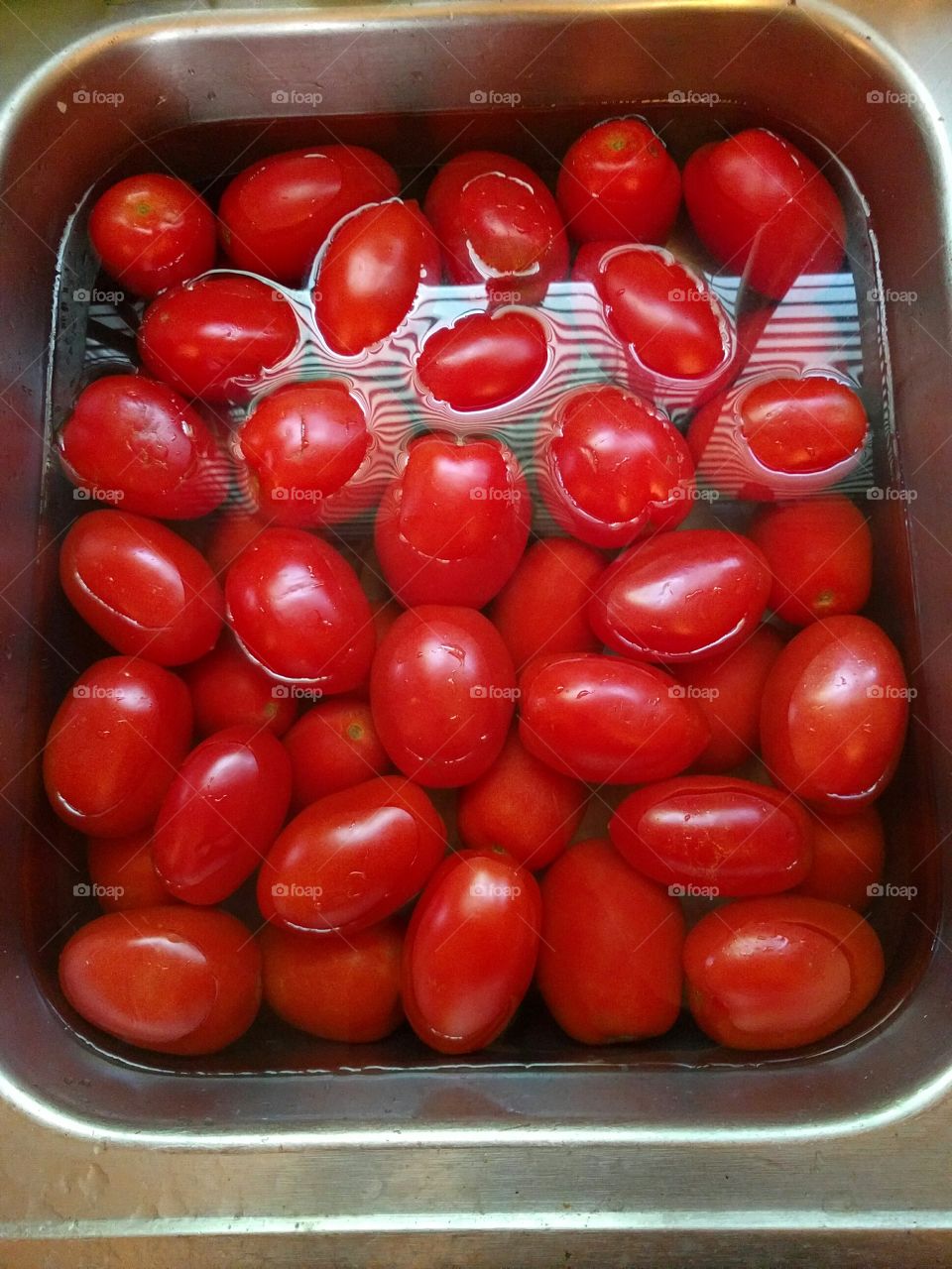 Rinsing Tomatoes in a Sink