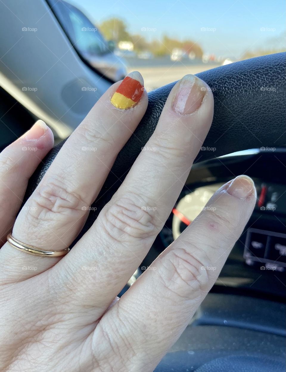 Candy Corn Accent Nail