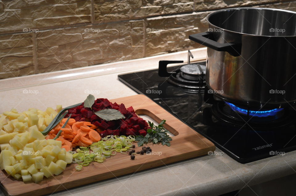 vegetables and spices to prepare a soup