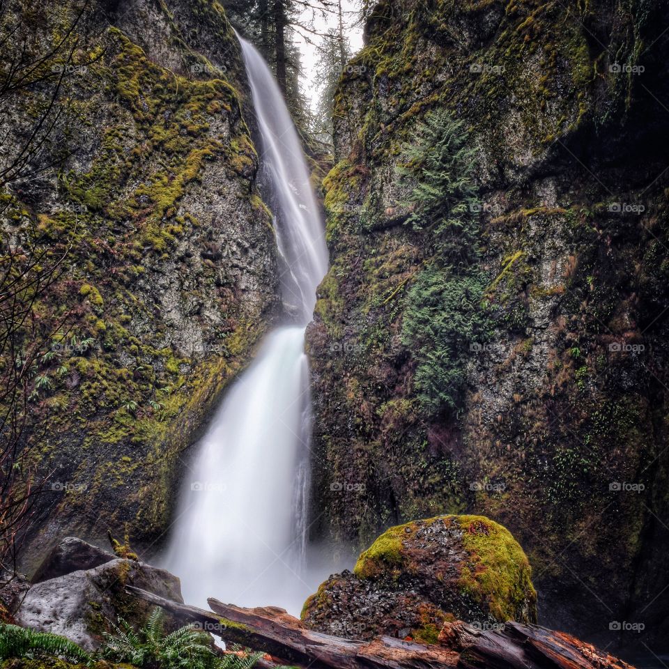 Scenic view of waterfall