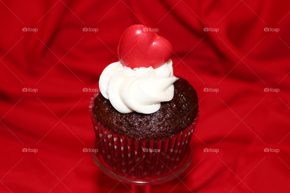 Close up of red cupcake