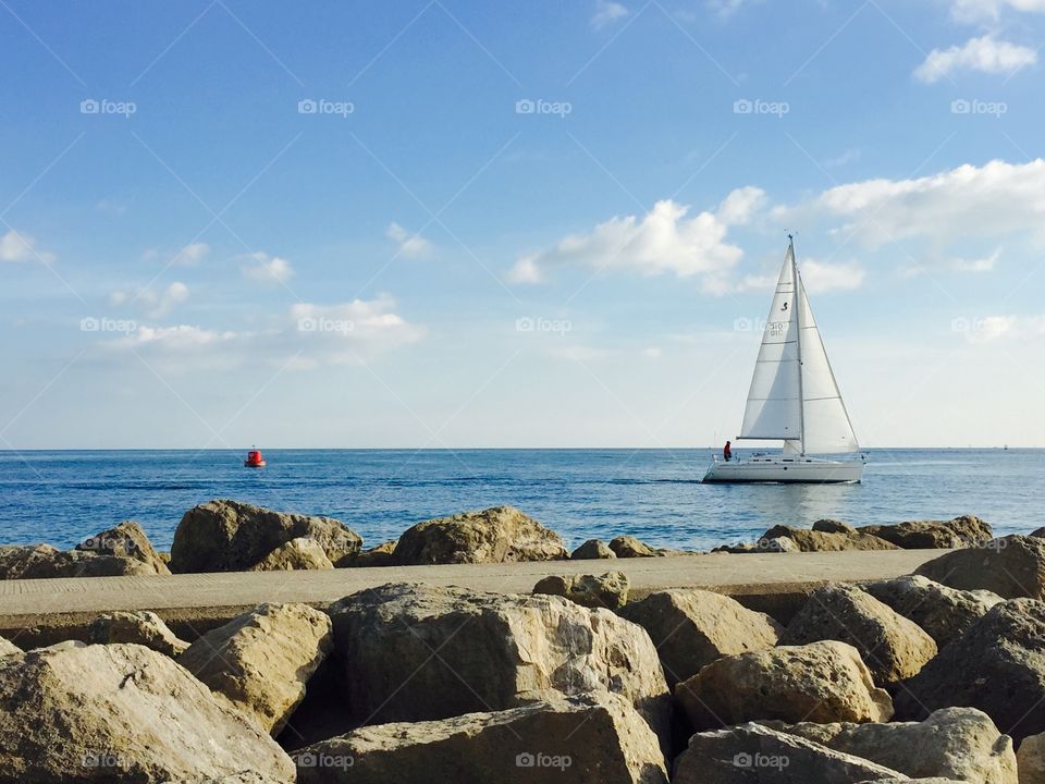 Sail Boat Sailing By