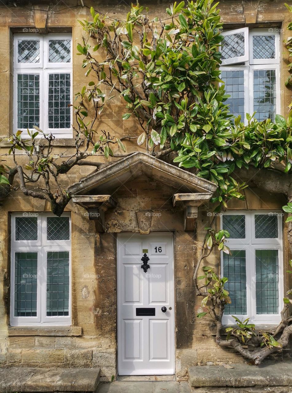 England. Architecture. Old house. Door and windows.