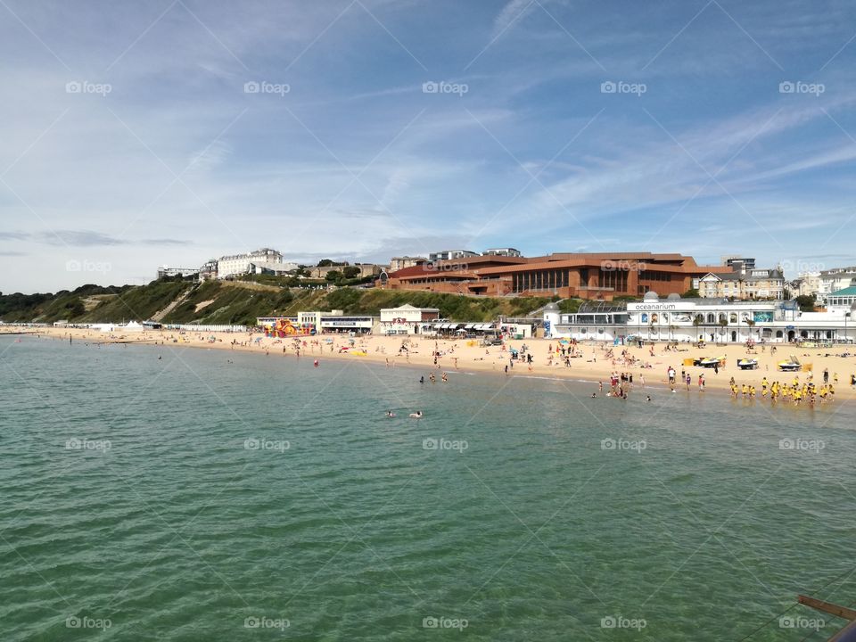 Sunny beach in Bournemouth, UK