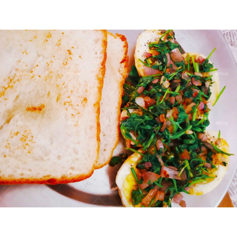 Egg and bread in indian style