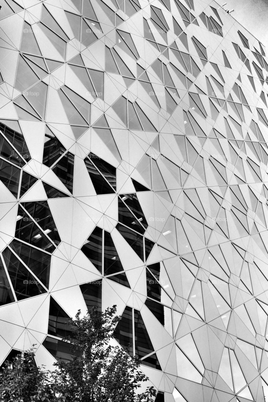 Office Building Closeup. Black and White Architecture