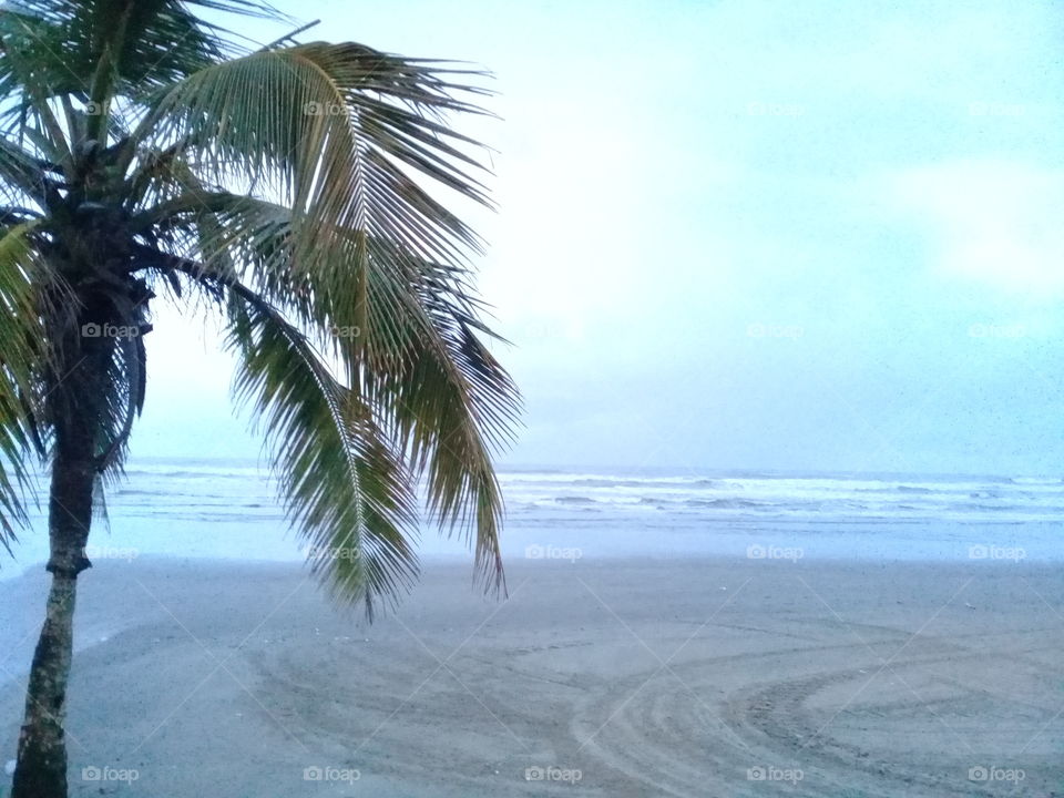 Rainy day on the beach.  Autumn in Brasil