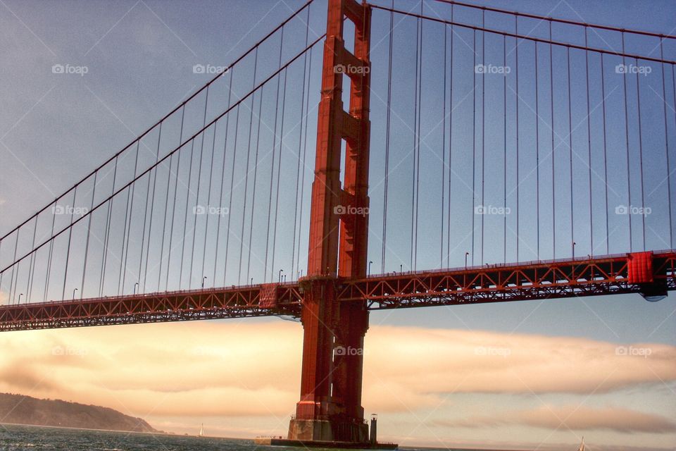 A commuter view of the Golden Gate Bridge.