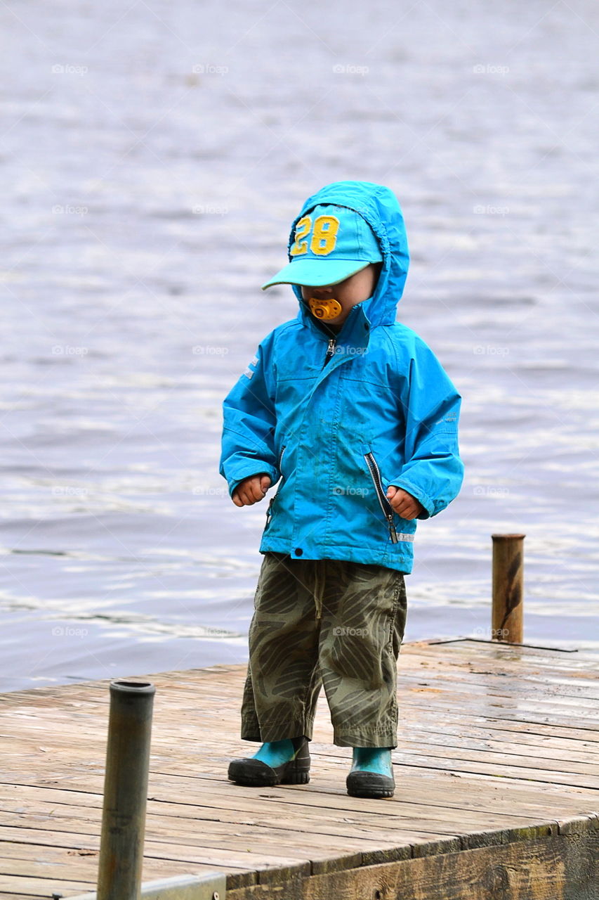 Toddler a windy spring day