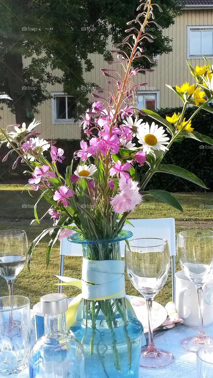 Table in the garden at midsummer