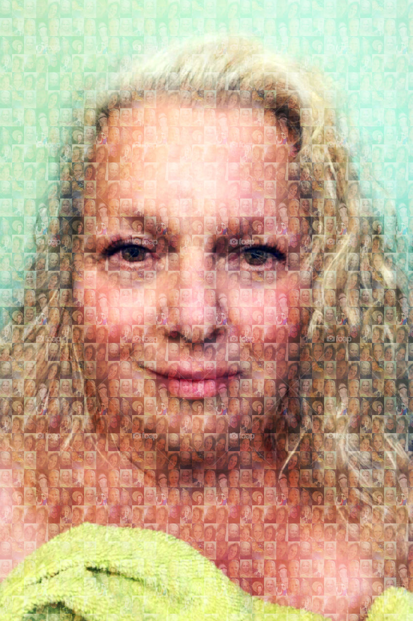 Ive been experimenting with mosaics using photo patterns developed with desktop tools. This is a selfie of me with a mosaic pattern made of 25 different photos of me. Fun to learn new skills! 