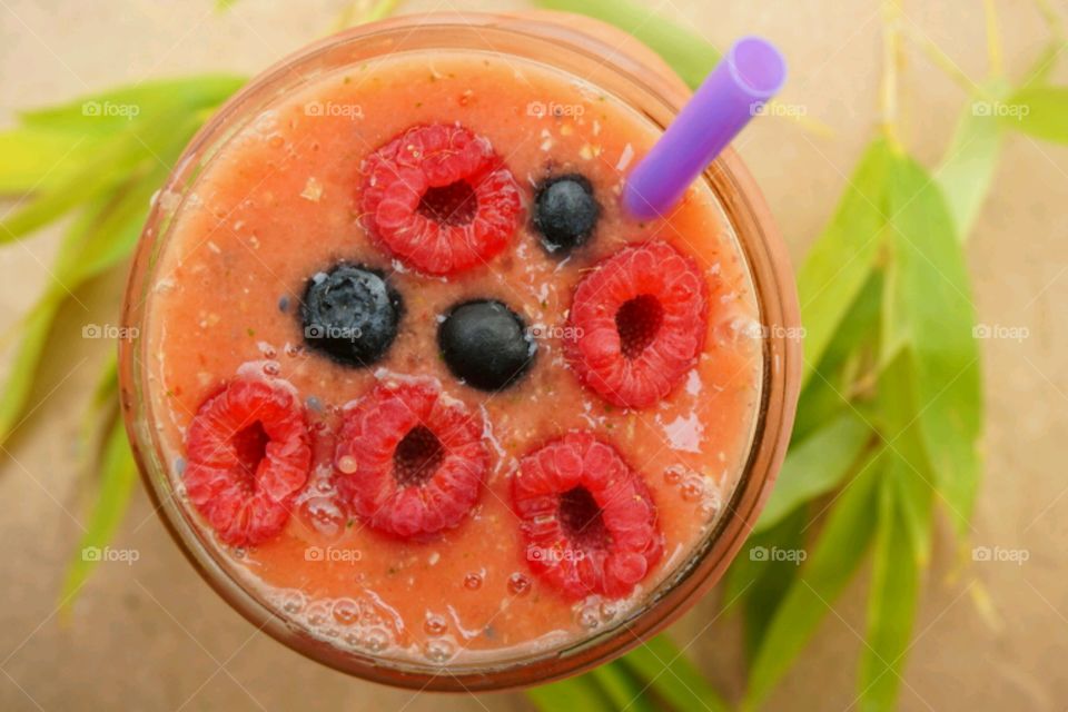 Fresh Fruit Smoothie - watermelon,  mints, lemon juice and oatmeal