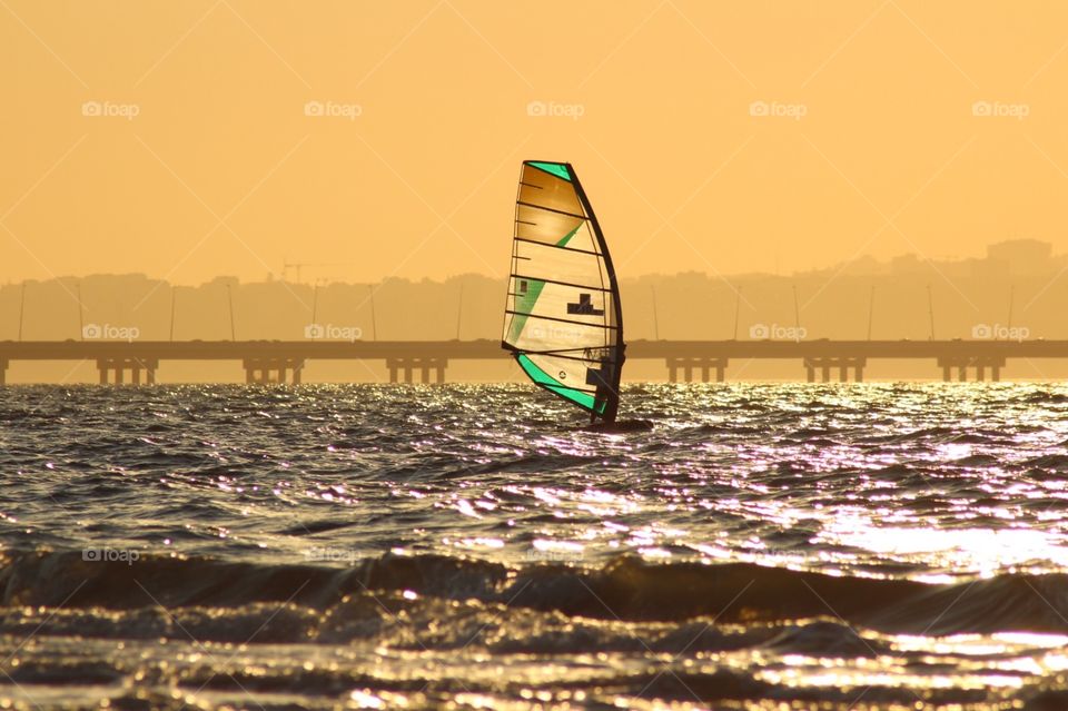Windsurf in the Sunset. Sports 