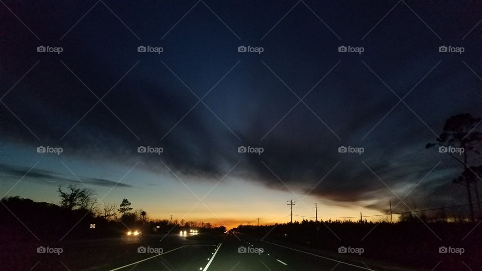 Road, Sky, No Person, Sunset, Dark