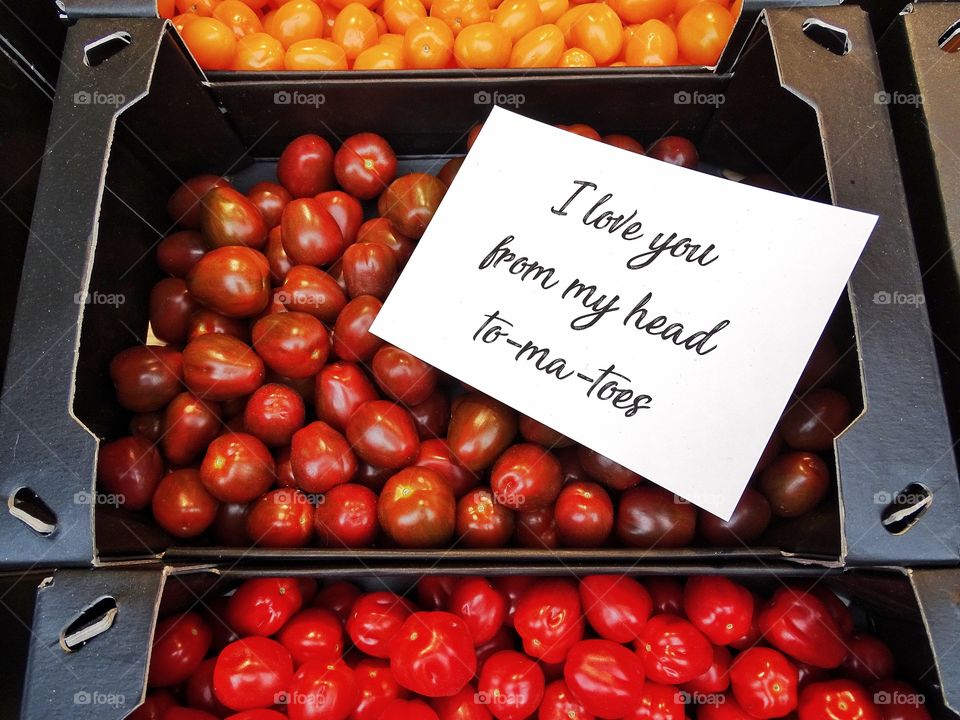 Tomatoes with text