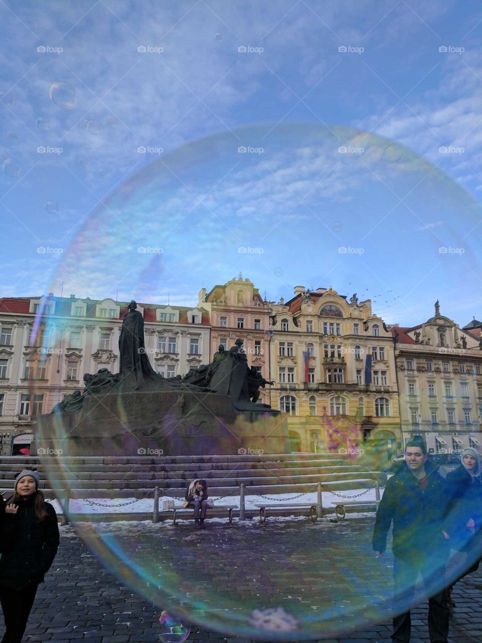 statue in a bubble