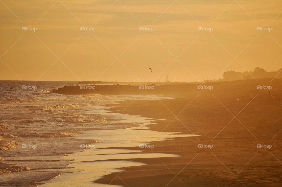 Landscape of a beach during sunset 