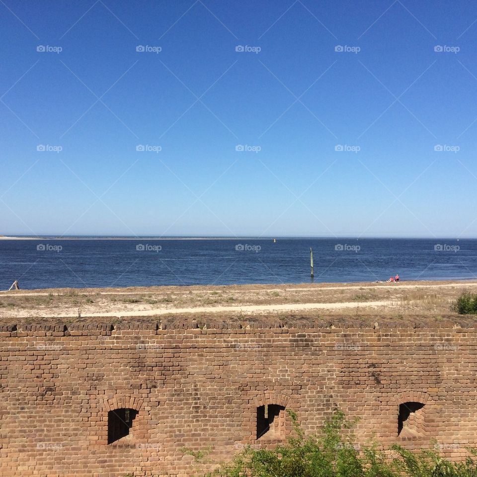 Fort, beach, war, wall, water, ocean, clear, florida, sky, blue, peaceful, history, old, beautful, civil, American, America, army, military, 1800s, Fort Clinch