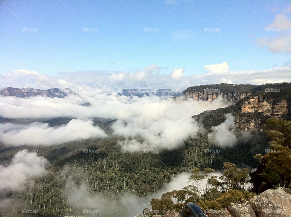 Clouds in the blue mountains 