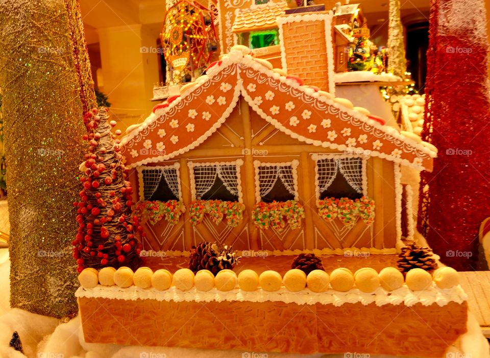 Ginger Bread house with macaroon fence