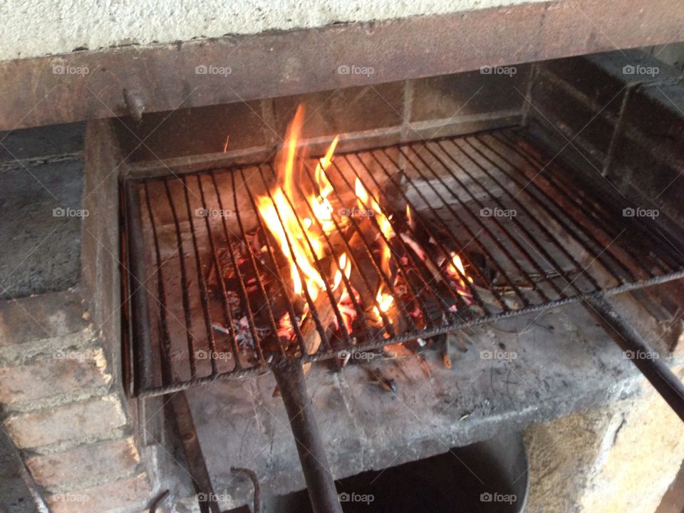A good fire. Preparing the fire for a good BBQ