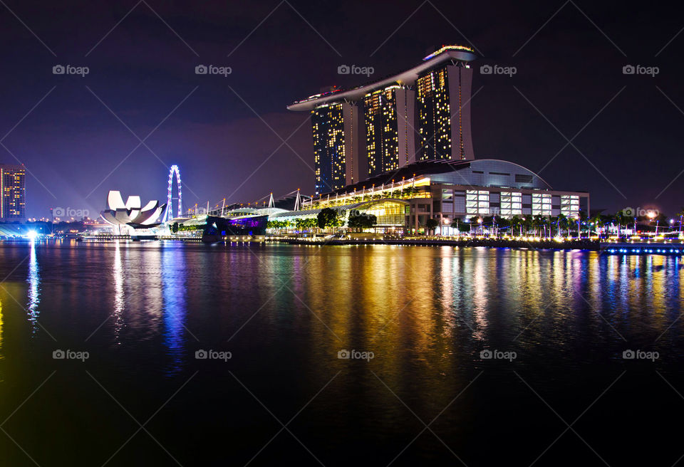 marina bay sands singapore water reflection by sklarian