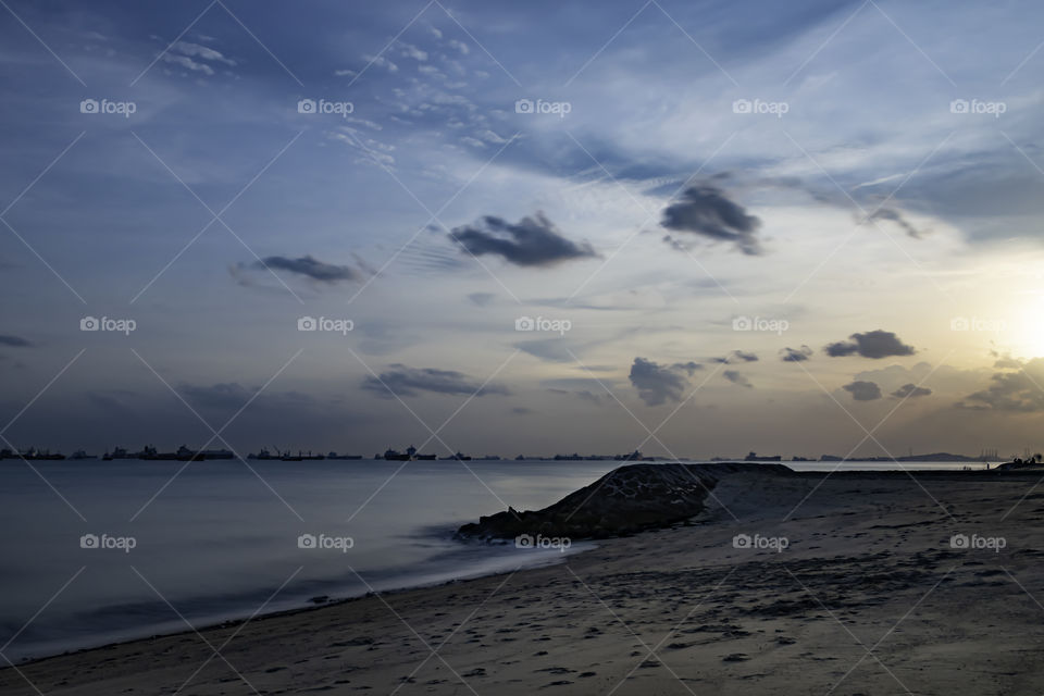 Beautiful sunset scenery by the beach
