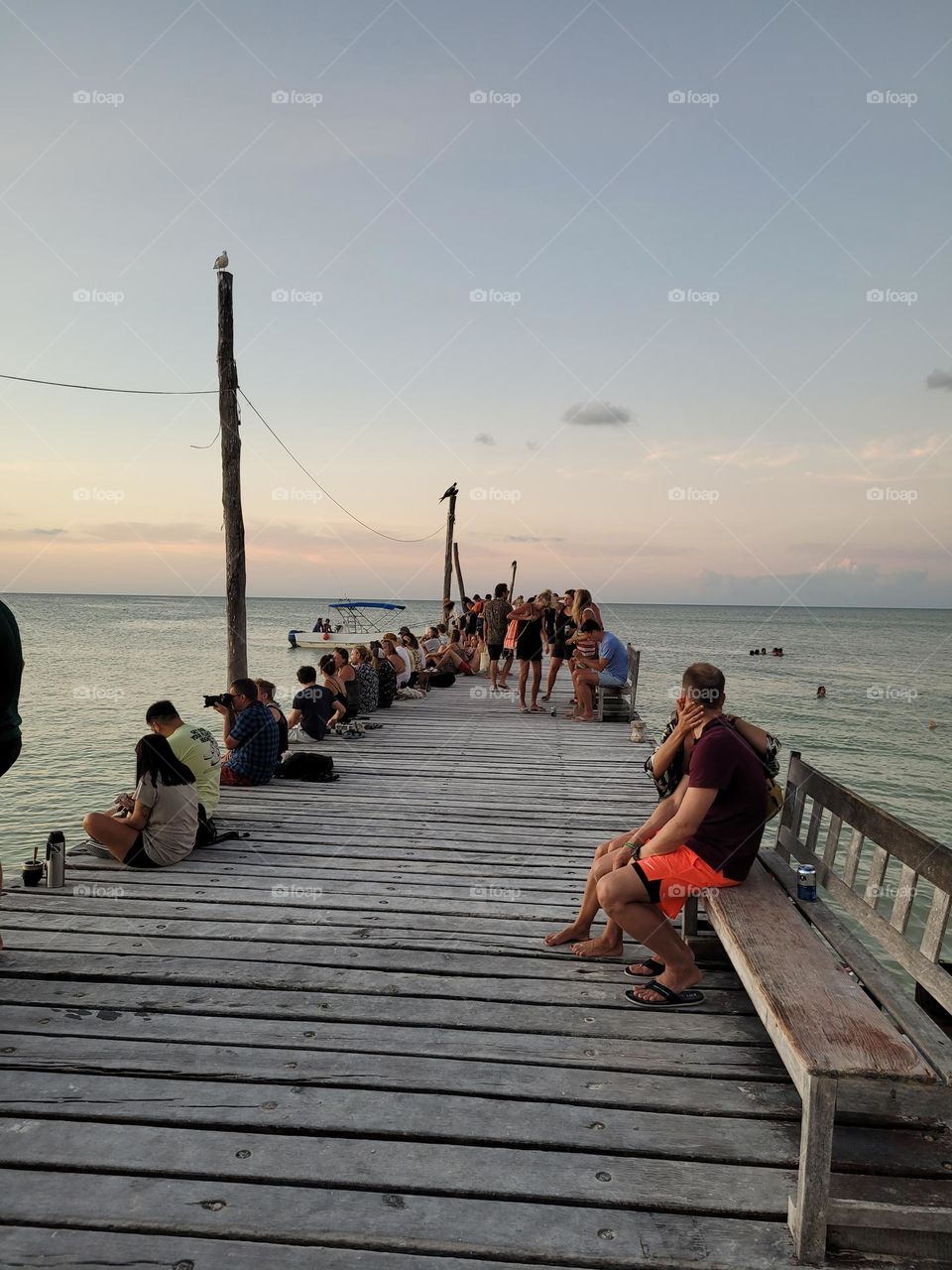 observar el atardecer desde el muelle