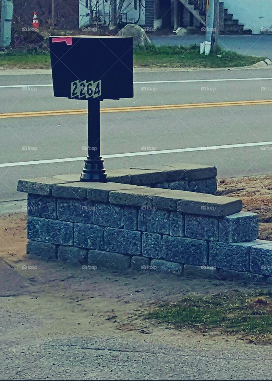 Custom stone work for street mailbox.