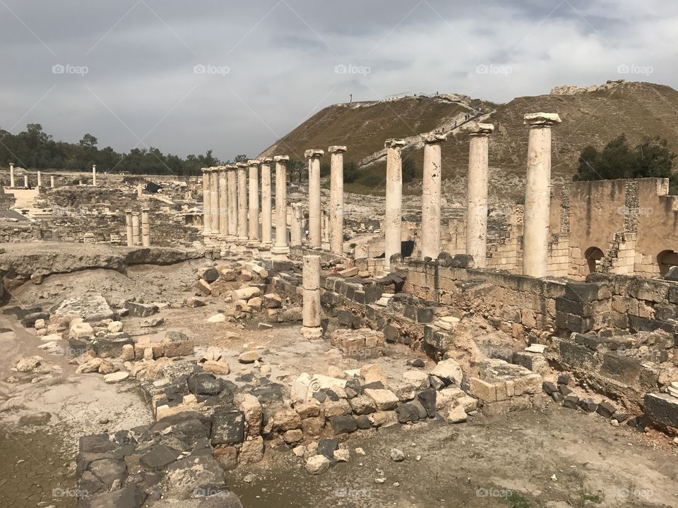 Buildings and Landmarks - Ancient Ruins Beit She'An in Israel.