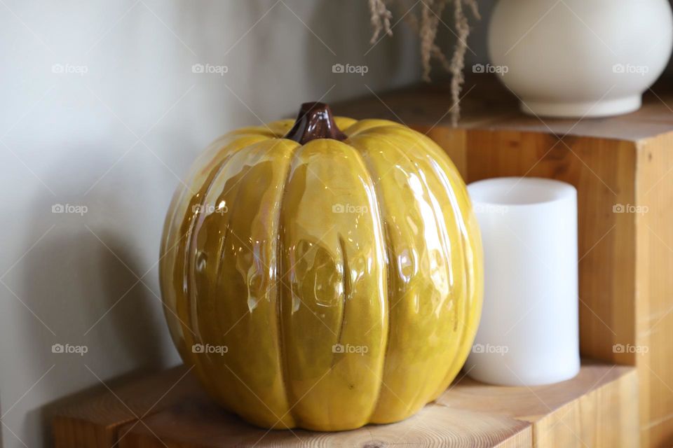 Decorative yellow pumpkin 