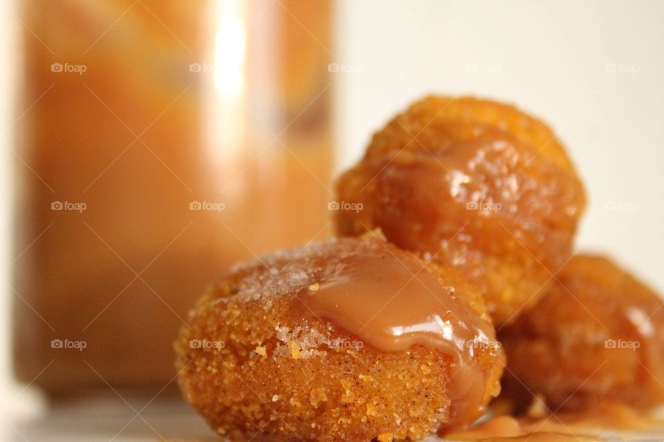 Mini churros stuffed with dulce de leche