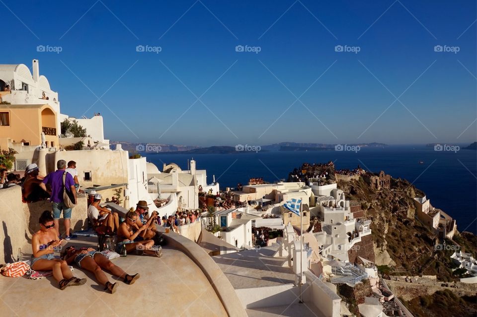 Waiting for the sun to set, Oia, Santorini, Greece 