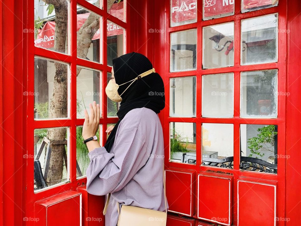 looking out of the window