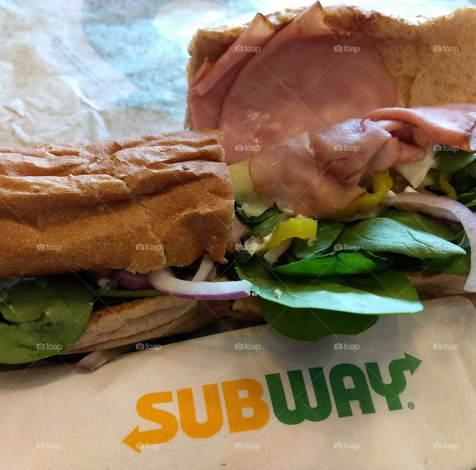 sub hoagie Subway eat black forest ham lunch