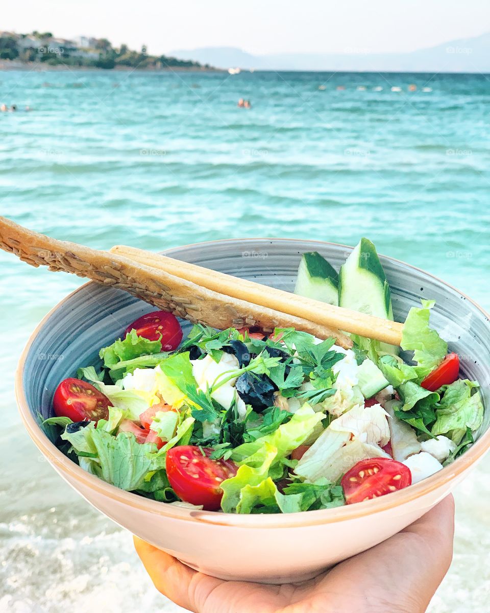 Salad by the beach