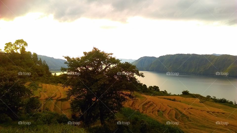 Lake Toba in Sumatra shortly before a mesmerizing sunset...