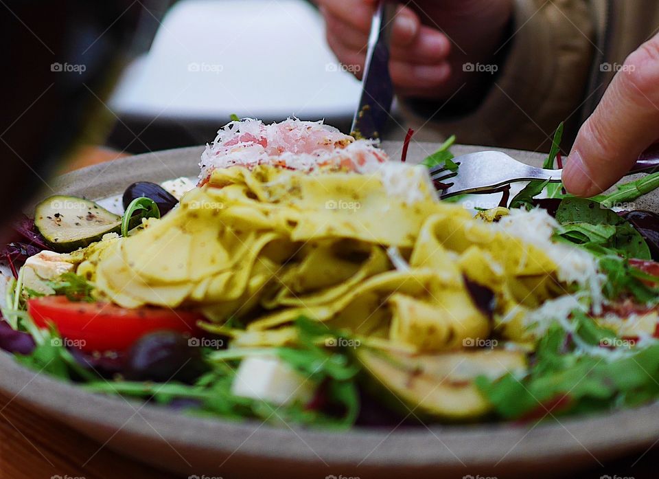 Pasta dish with cheeses