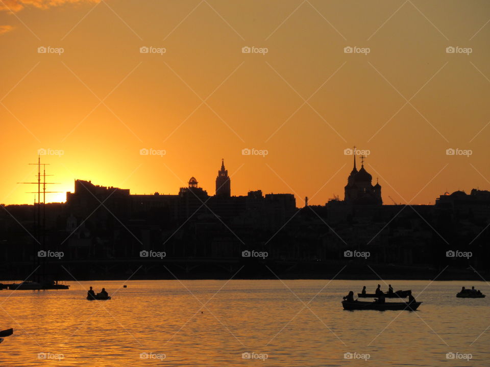 sunset in the city of Voronezh in July