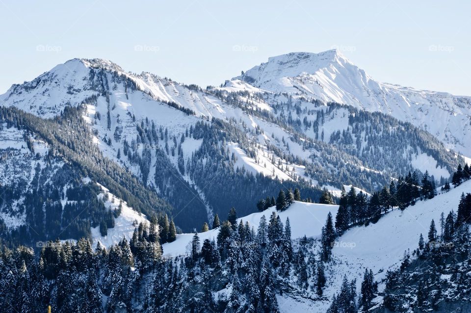 Mountain in winter and snow