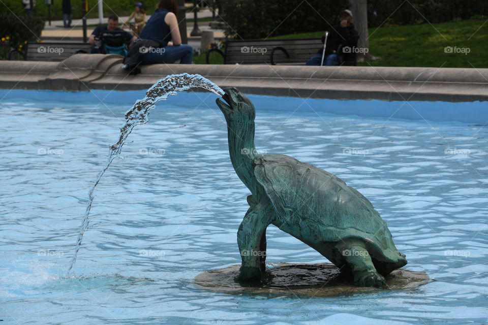 turtle water fountain Philadelphia park Franklin Institute