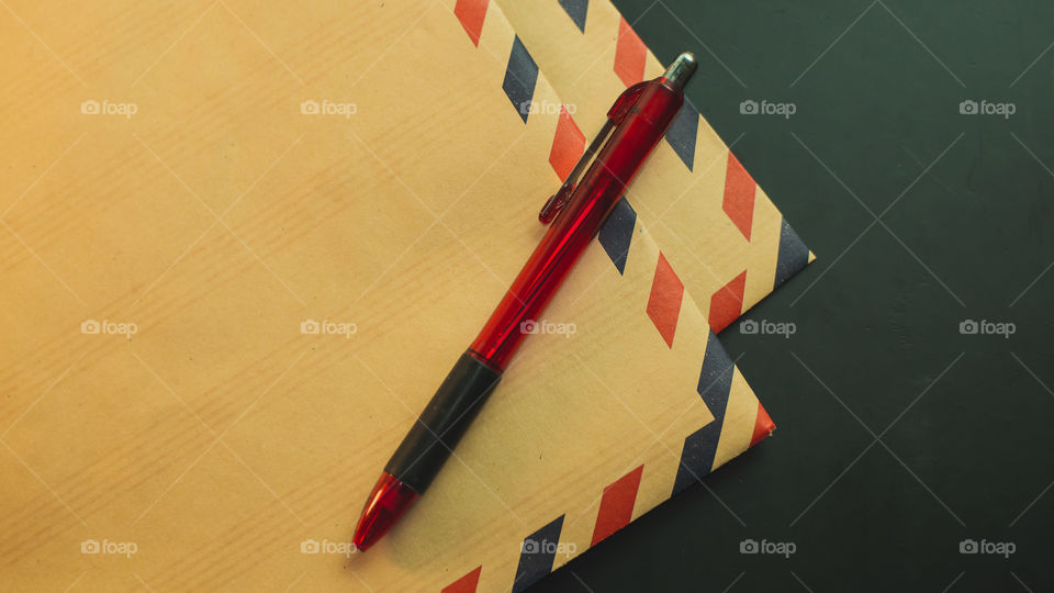 Document envelope from paper on a black table