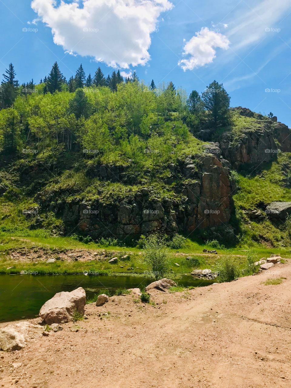 A hike along west beaver creek below Skagway reservoir in Colorado. A beautiful summer day. The area is great for hiking, fishing and camping.