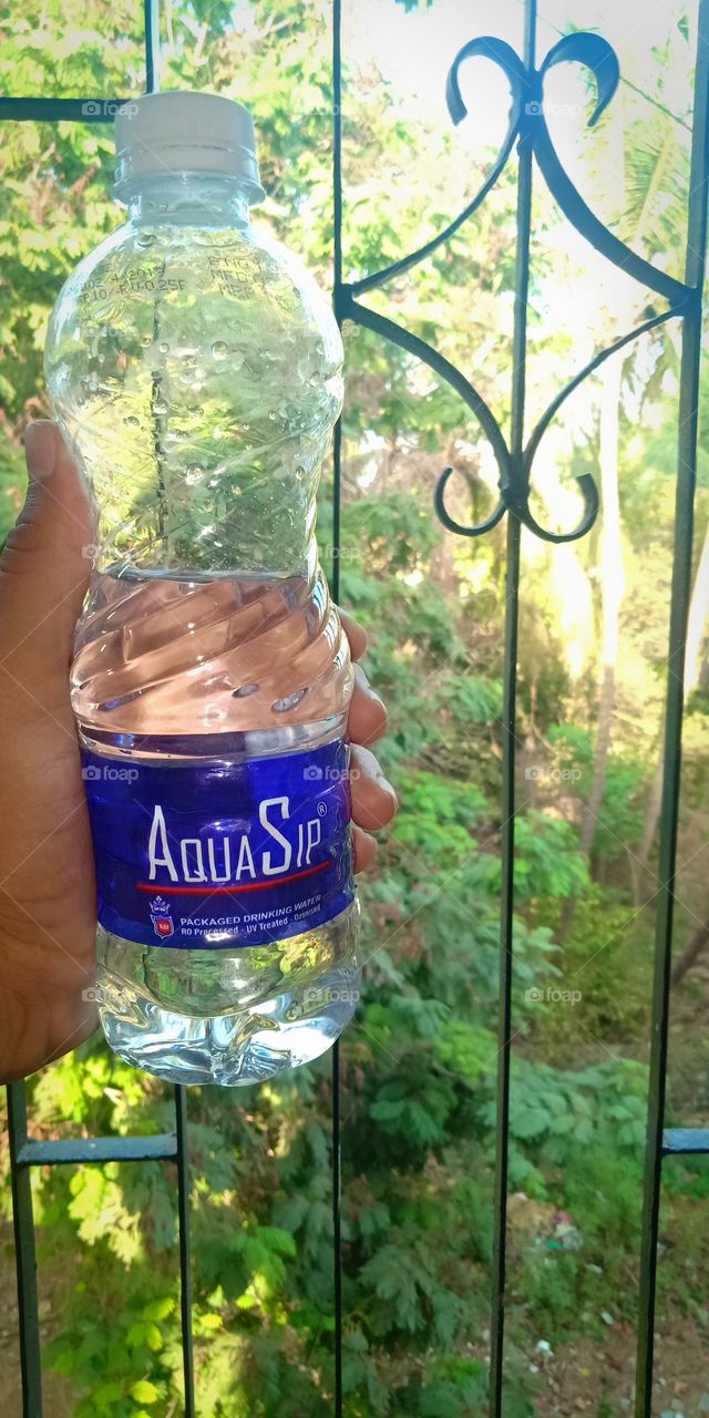 mineral water on hand