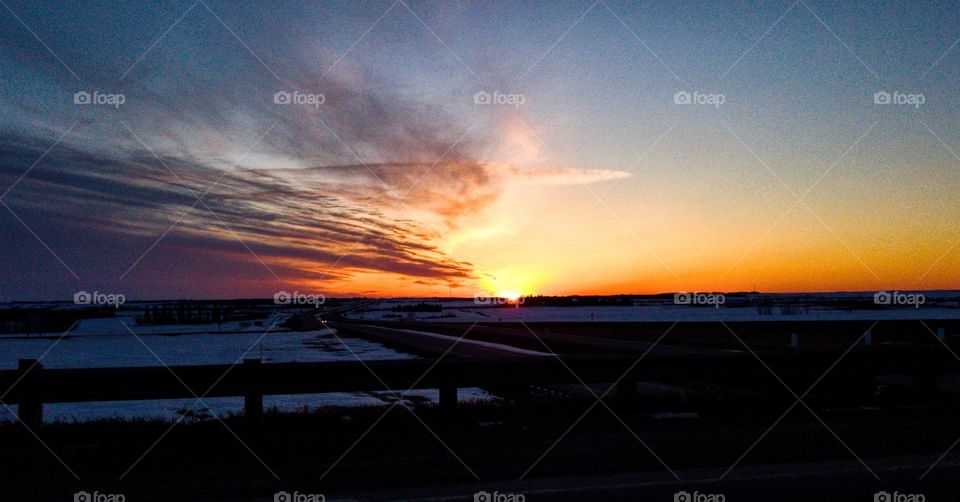 sunset orange, red and yellow